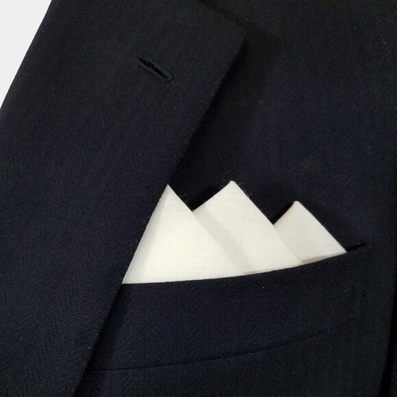 NEW Winter White Linen Blend Pre-Folded Pocket Square Handkerchief Insert - Picture 2 of 7